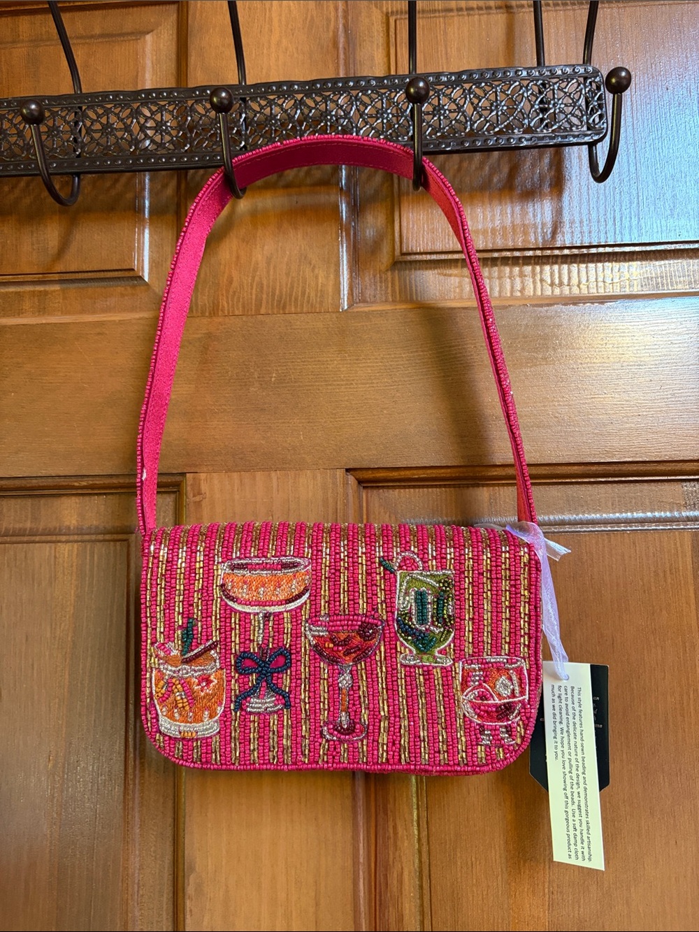 Beaded Pink Cocktail Embellished Shoulder Bag